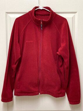 Columbia Women's Size XL Red Fleece Sweater Jacket Full Zip Zippered Pockets